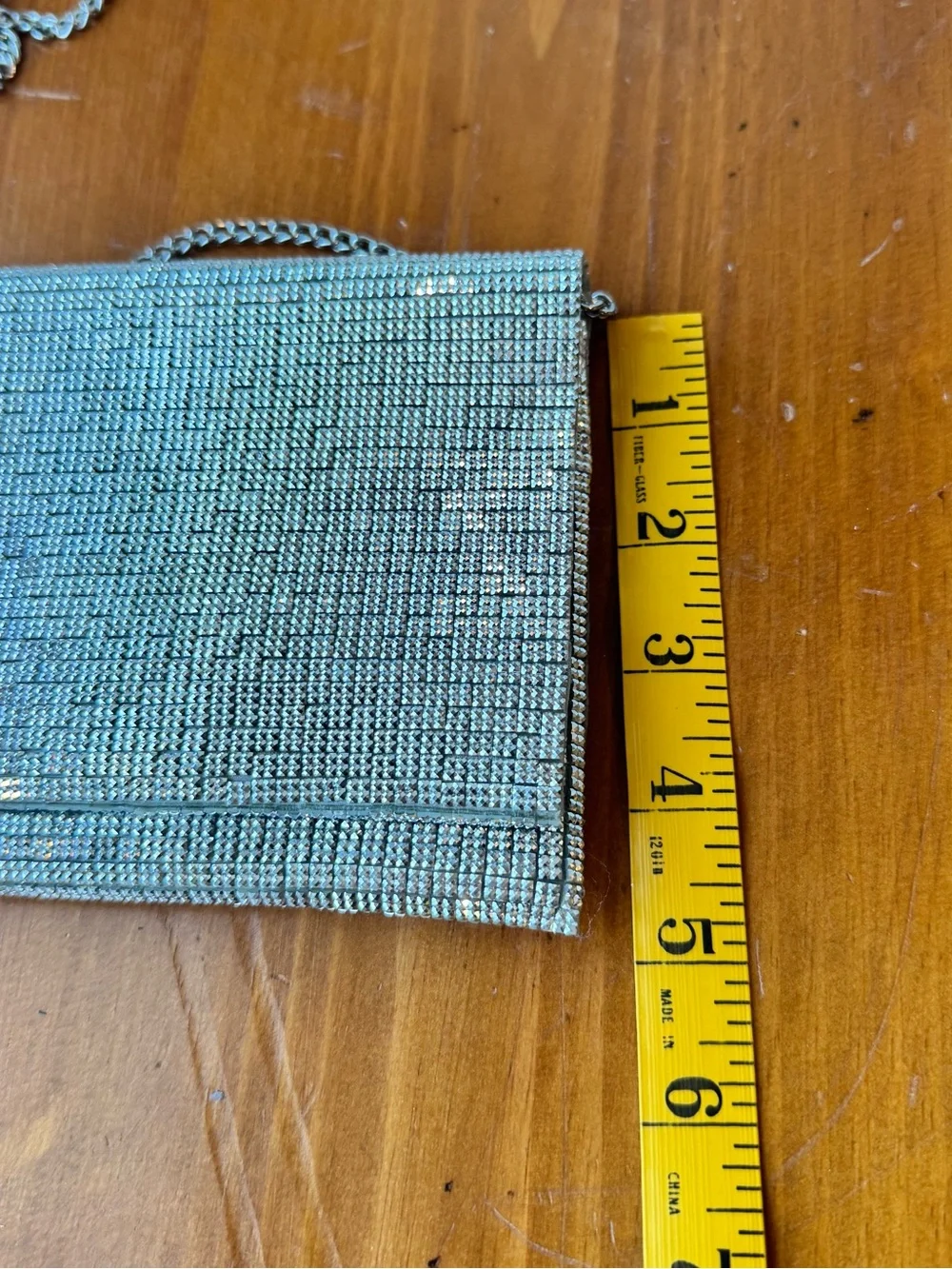 Nordstrom Silver Crystal Mesh Evening Clutch with Chain